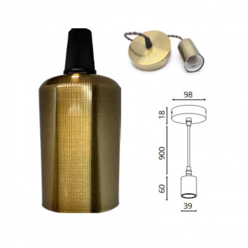 OLITE GOLD SINGLE HOLDER E27 FLAT PENDANT 900MM