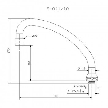 COBRA CHROME PLATED SINK OVERARM 20MM