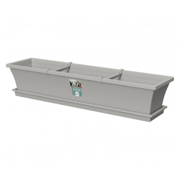 SEBOR LIGHT GREY PLASTIC SILL PLANTER AND SAUCER 75CM
