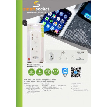 WIRELESS CHARGE SMART SOCKET  WIFI SSO + EURO + USB X2