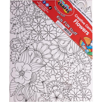 COLOUR IN CRAFT CANVAS FLOWER WITH 6 PAINTS AND BRUSH