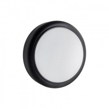 EUROLUX LARGE ROUND COOL WHITE BLACK PLASTIC LED BULKHEAD 230V 15W