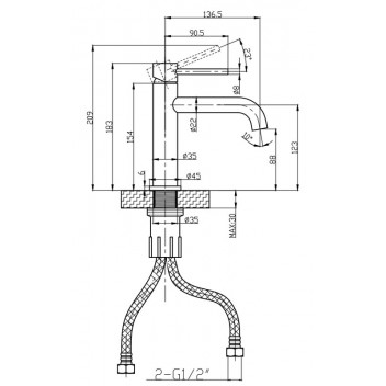 BIJIOU GOLD STYLET SHORT BASIN MIXER