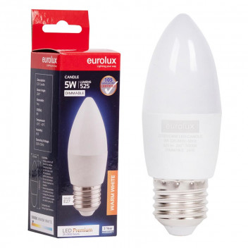 EUROLUX PREMIUM LED CANDLE BULB E27 5W DIMM 3000K