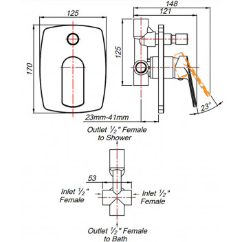 CONCEALED DIVERTER MIXER.