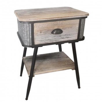 METAL/WOOD BEDSIDE TABLE 48X37X64CM