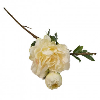 WHITE 3 HEAD PEONY ARTIFICIAL FLOWER 60CM