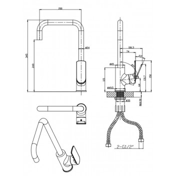 BIJIOU CHROME SAVOLE DECK TYPE SINK MIXER