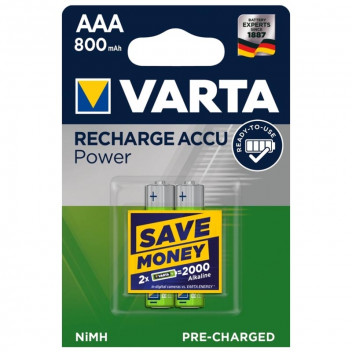 VARTA RECHARGEABLE BATTERY AAA 800MAH 2 PER PACK