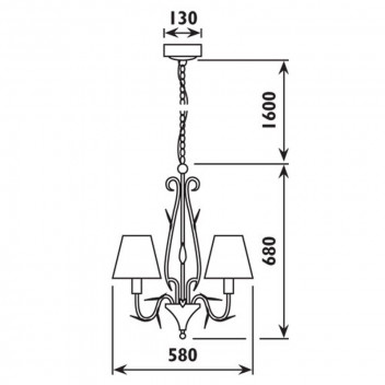EUROLUX 5XE27 CHARCOAL GLASS SHADE ARUM CHANDELIER