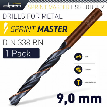 ALPEN HSS SPRINT MASTER 9.0MM X1 SLEEVED DIN338 DRILL BIT