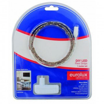 EUROLUX WARM WHITE LED STRIP DIY KIT 1M 4.8W/M IP65