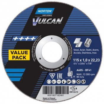 VULCAN CUTTING DISC METAL 5-PIECE 115X1X22.23MM