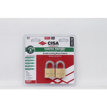 PADLOCK 40MM 2PP KEYED ALIKE 2201040KX2BLST TAMPER PROTEKT  CISA