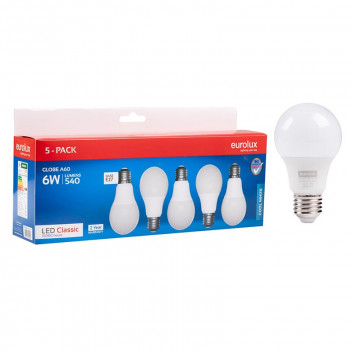 EUROLUX LED BULB A60 CLASSIC E27 6W 5PP 4000K