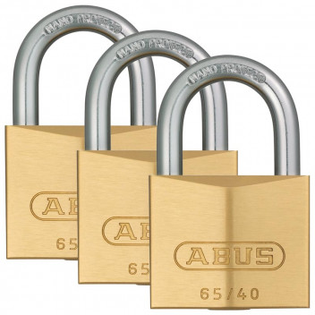 ABUS BRASS BLISTER PADLOCK 65 40MM 3PACK