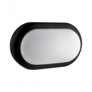 EUROLUX LARGE OVAL COOL WHITE BLACK PLASTIC LED BULKHEAD 230V 15W