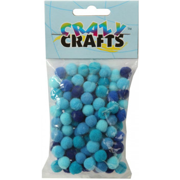 SHADES OF BLUE POM POMS CRAFT 10MM 120PIECE