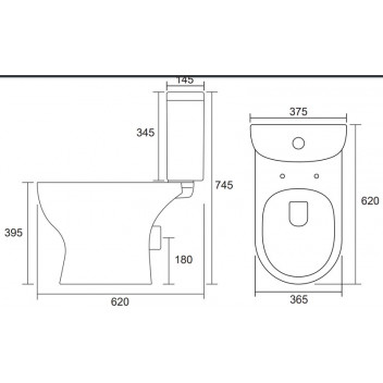 SOLO WHITE CLOSE COUPLE TOP FLUSH MALDIVES TOILET SUITE