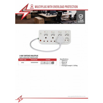 ELECTRICMATE 8WAY MULTIPLUG WITH INDIVIDUAL SWITCHES