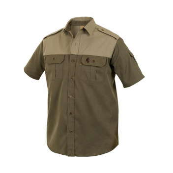 BOERBOEL MEN KALAHARI OLIVE AND PUTTY SHORT SLEEVE SHIRT SIZE 3XL