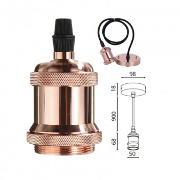 OLITE GUN METAL SINGLE HOLDER E27 PENDANT 900MM