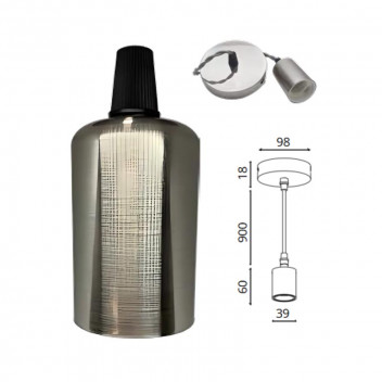 OLITE GUN METAL SINGLE HOLDER E27 FLAT PENDANT 900MM