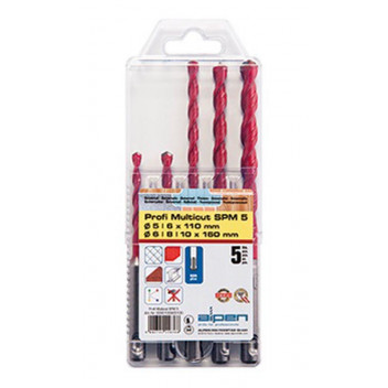 ALPEN PROFI MULTICUT SDS DRILL BIT SET 5, 6 X 110MM 6, 8,10 MM X 160MM