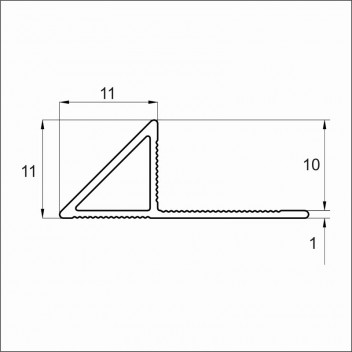 TRIANGLE EDGE BRIGHT SILVER TRIM DECOR  10MM X 2.5M