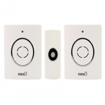 BBL WHITE WIRELESS DOORBELL 1X TRANSMITTER 2X RECEIVER 38 CHIMES