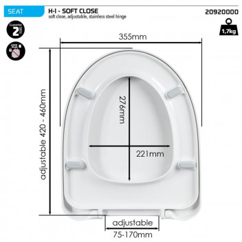 WIRQUIN WHITE DIPLOMAT SOFT CLOSE HINGE TOILET SEAT