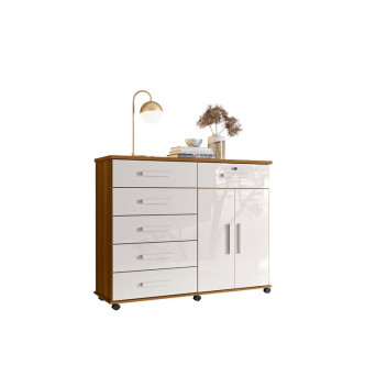6 DRAWERS AND 2 DOOR PLATINA CHEST