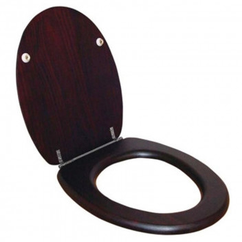CHROME HINGE MAHOGANY TOILET SEAT