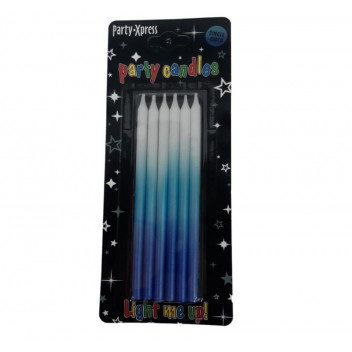 PARTY BLUE FADE CANDLE 12CM 6PER PACK