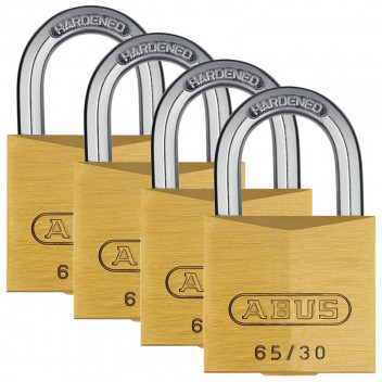 ABUS BRASS BLISTER PADLOCK 65 30MM 4PACK