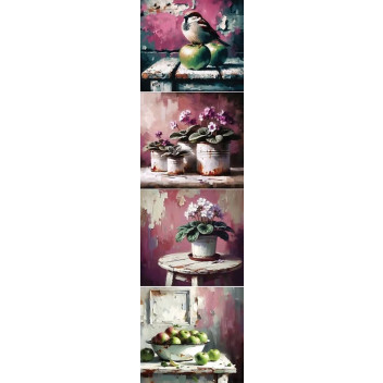 DECOUPAGE DARK PINK SPARROW 4PP 4XBLOCKS