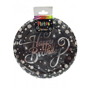 PARTY SILVER SPARKLING FIZZ PLATE 8PER PACK