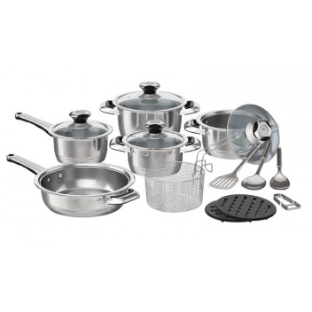 TEVO TRADING NON-STICK COOKWARE SET STAINLESS STEEL 16PC BENNETT READ.