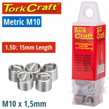 TORK CRAFT M10 THREAD INSERTS REPAIR KID 10PIECE