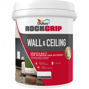 DULUX ROCKGRIP MEDIUM BASE 8 WALL AND CEILING PASTEL PVA BASEPAINT 5L