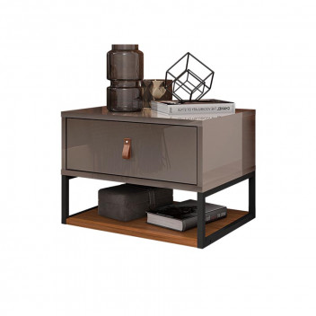 WALL MOUNTED PEARL GREY HIGH GLOSS NIGHTSTAND
