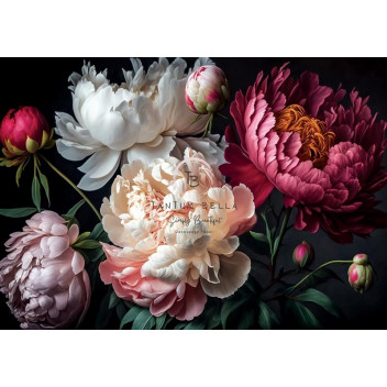VELVET PEONY GARDEN DECOUPAGE A3