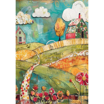 PATCHWORK LANDSCAPE DECOUPAGE A4