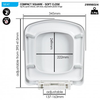 WIRQUIN WHITE MARINA SOFT CLOSE HINGE TOILET SEAT