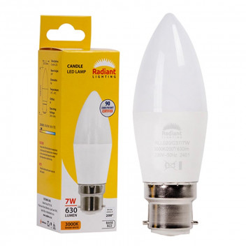 RADIANT LED BULB CANDLE B22 7W 3000K