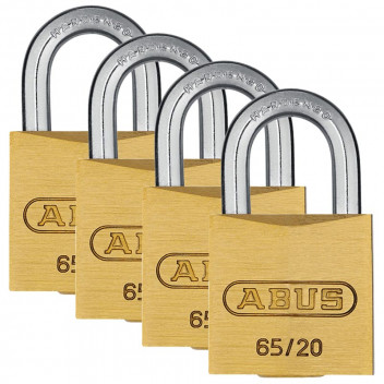ABUS BRASS BLISTER PADLOCK 65 20MM 4PACK