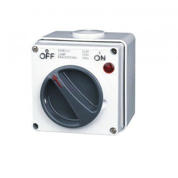 A HEAVY-DUTY 3-POLE ISOLATOR SWITCH RATED AT 20 AMPS AND DESIGNED FOR OUTDOOR OR