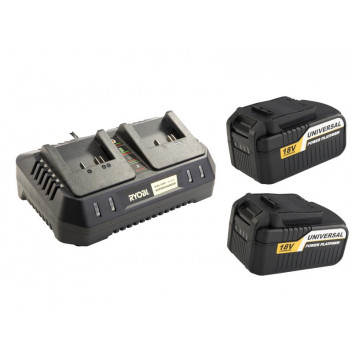 RYOBI CORDLESS CHARGER AND BATTERIES KIT 2X4000MAH