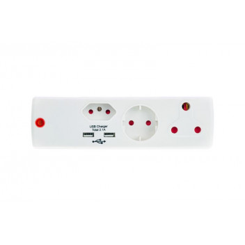 ELECTRICMATE USB ADAPTOR  1X16AMP + 1X5AMP + 1SCHUKO + 2.1AMP