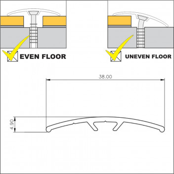 WALLNUT LAMINATE MULTIPURPOSE PROFILE   38MM X 90CM